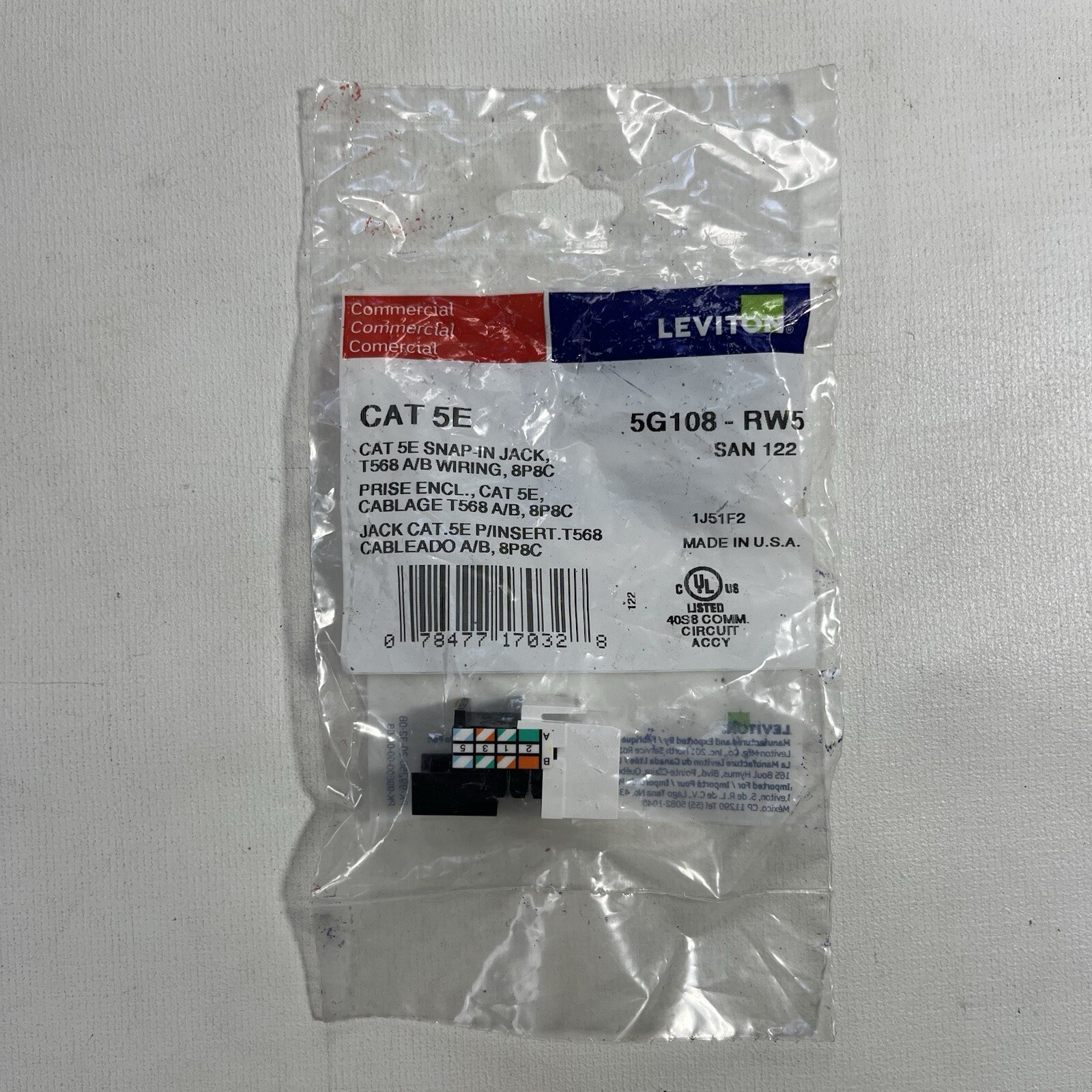 (13) Leviton 5G108-RW5 Gigamax Cat 5E Connector T568 A/B Wiring White Lot