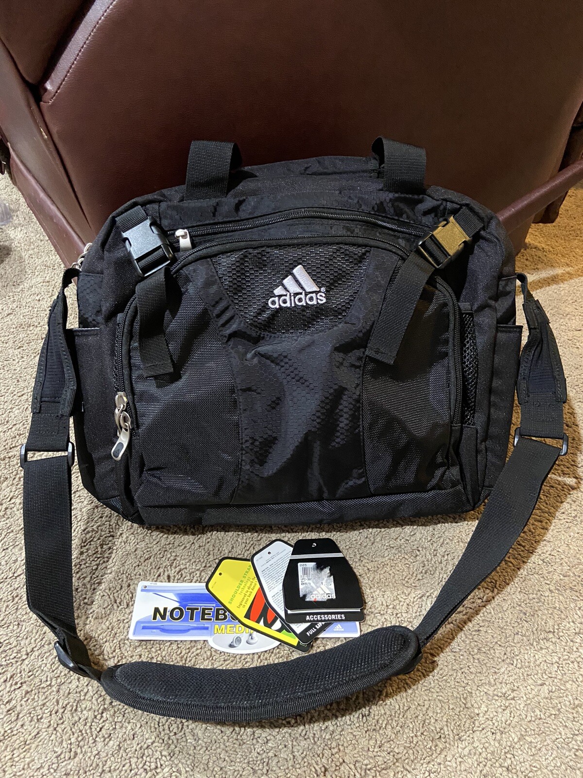 Adidas Calhoun Messenger Spring Load Shoulder Laptop Bag Black Agron Inc