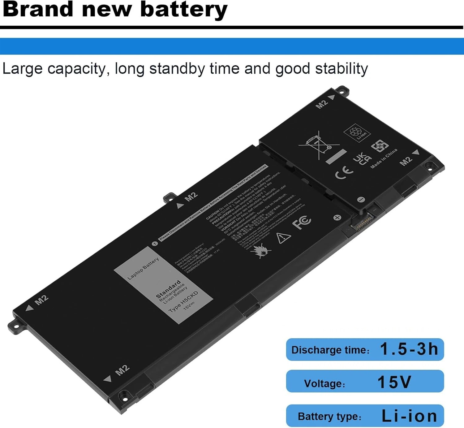53Wh Laptop Battery 3360mAh H5CKD For Dell Inspiron 5406 7405 7306 7506 2-in-1