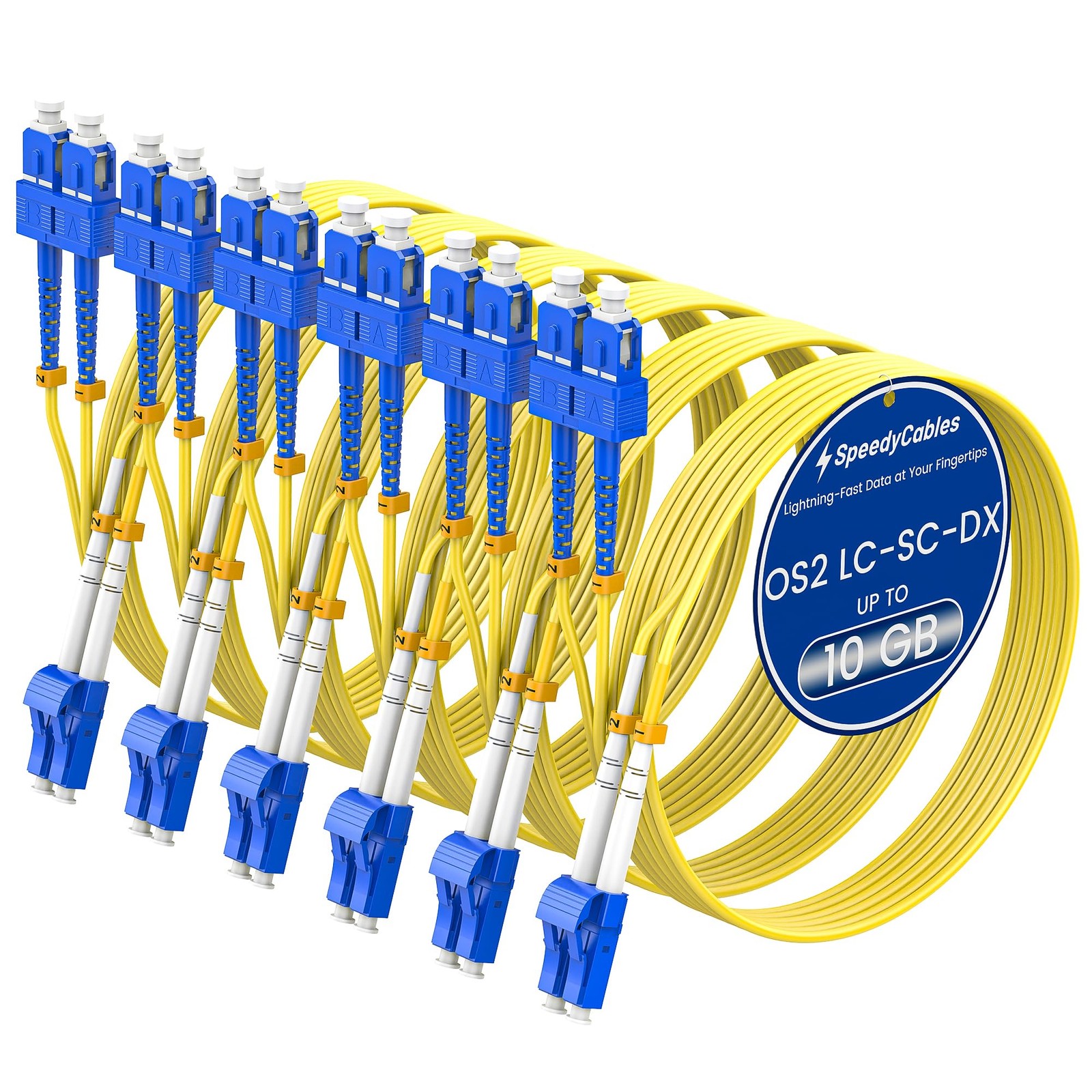 6 PCS OS2 LC to SC Fiber Patch Cable 1G/10G Duplex 9/125um SMF 3m/10ft