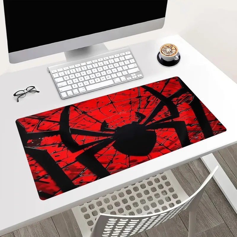 Red Black Spider Web Desk Mat 24x14in Gaming Mouse Pad