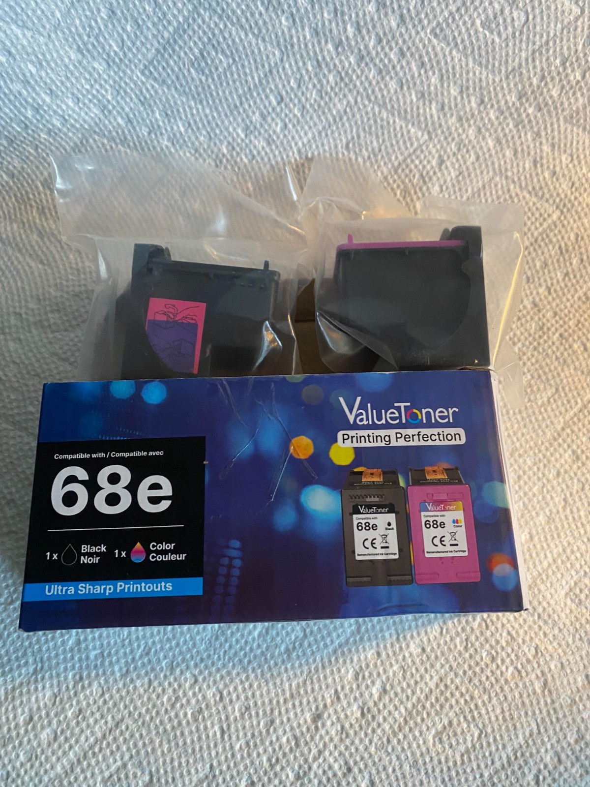 68 6155e 6555e 68e Ink Cartridges Black Color Combo Pack for HP68 Ink 68e