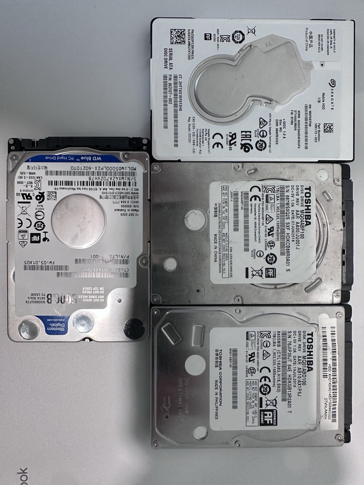 2.5" 1TB x3 and 500gb x1 SATA III Internal Hard Drive Laptop HDD in one lot