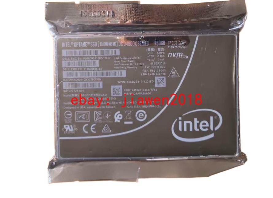 DELL Intel Optane D4800X 750GB PCIe 2x2 NVMe 2.5in U.2 SSD SSDPD21K750GAI