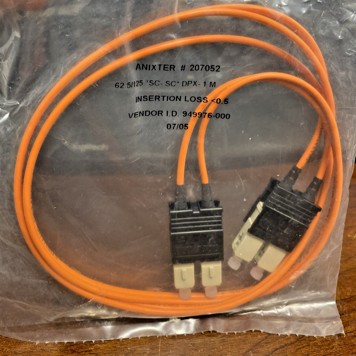 Corning Anixter 207052 Fiber Optic Duplex Patch Cord 62.5/125 SC-SC 1M
