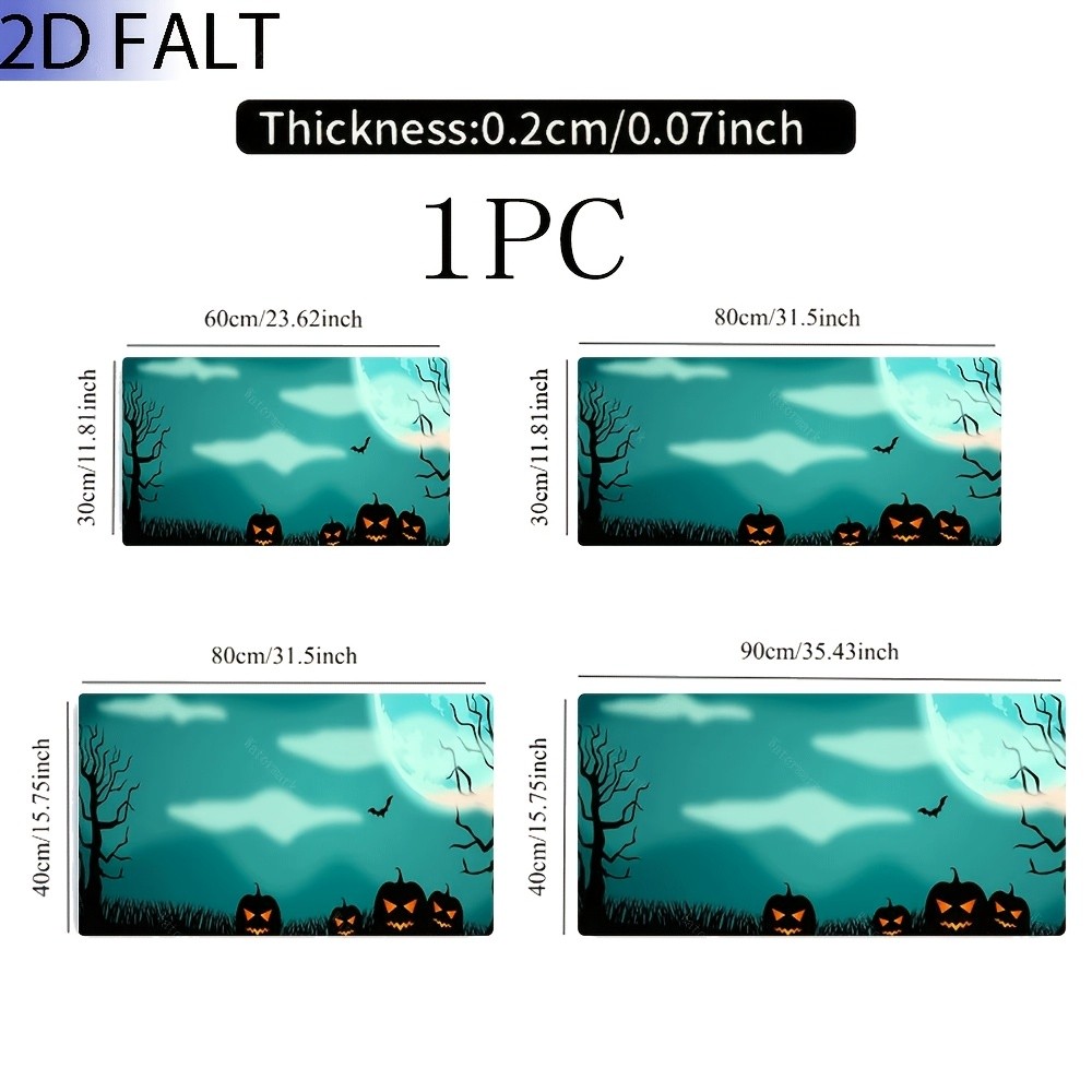 2D Flat, 1pc Extra Large, Anti-Slip, Desk Mat, Mouse Pad, Halloween Jack-O'-La