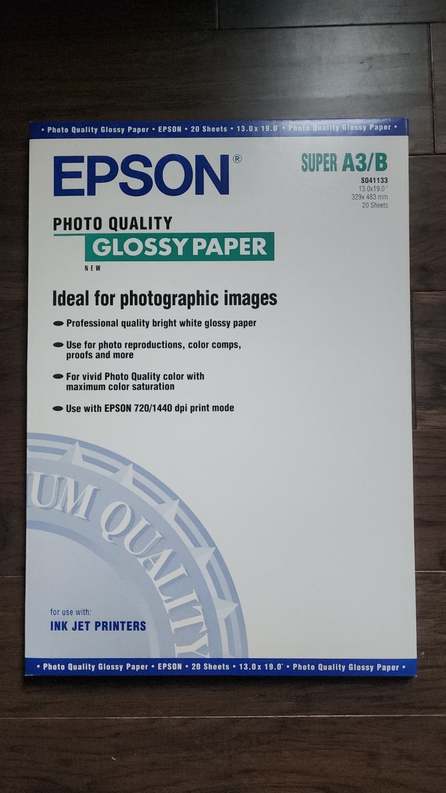 Super A3/B Paper Epson Photo Quality Glossy 13" x 19" Ink Jet S041133 -20 Sheets