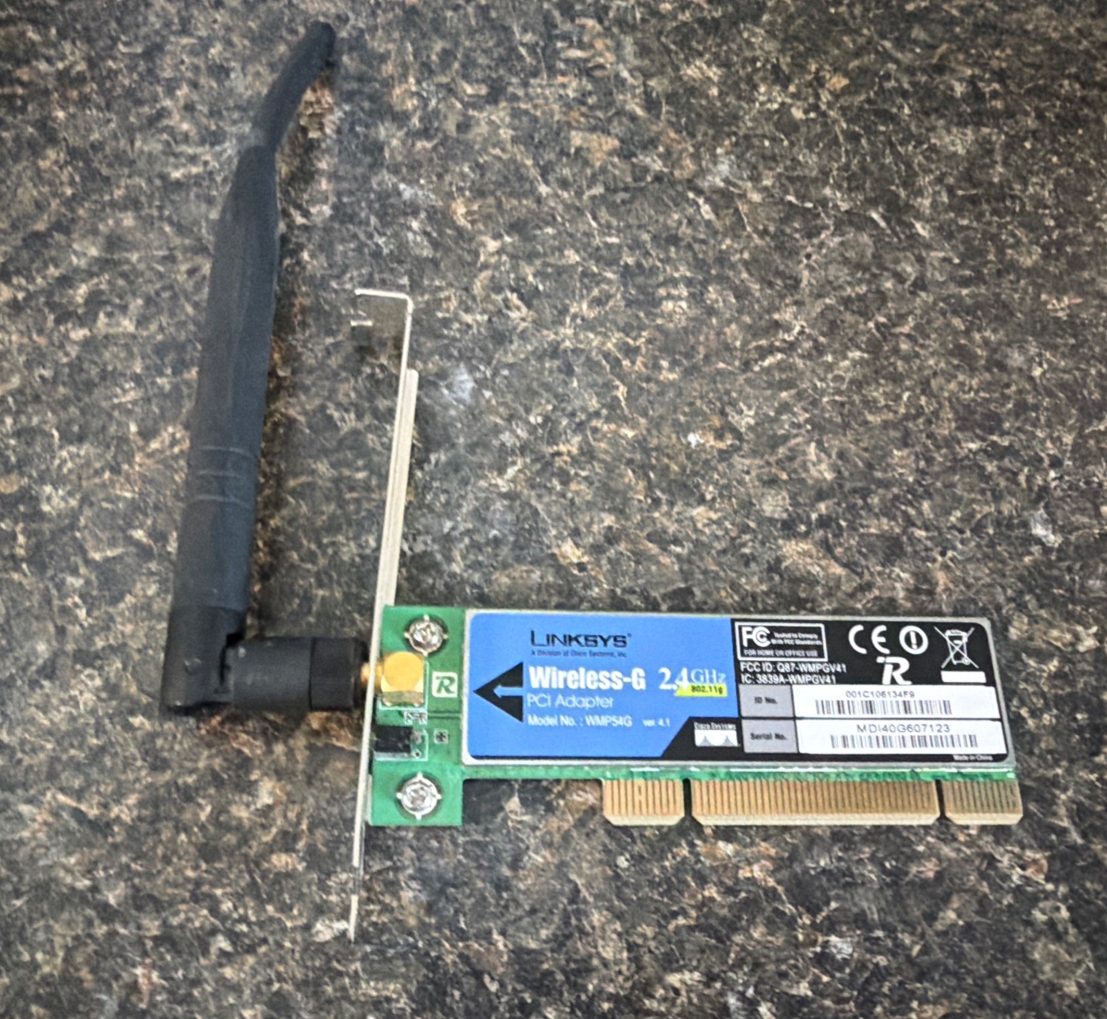 Linksys Wireless-G WiFi Network PCI Adapter WMP54G ver 4.1 2.4GHz 802.11g Tested