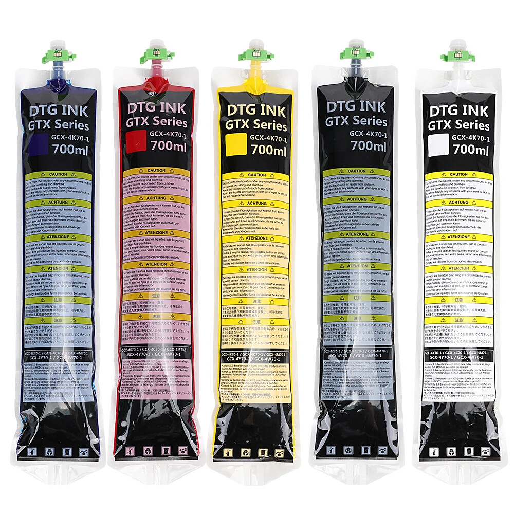 5x700ml/bag Textile Pigment DTG Ink Bag for Brother-GTX Pro 423 424 422 printer