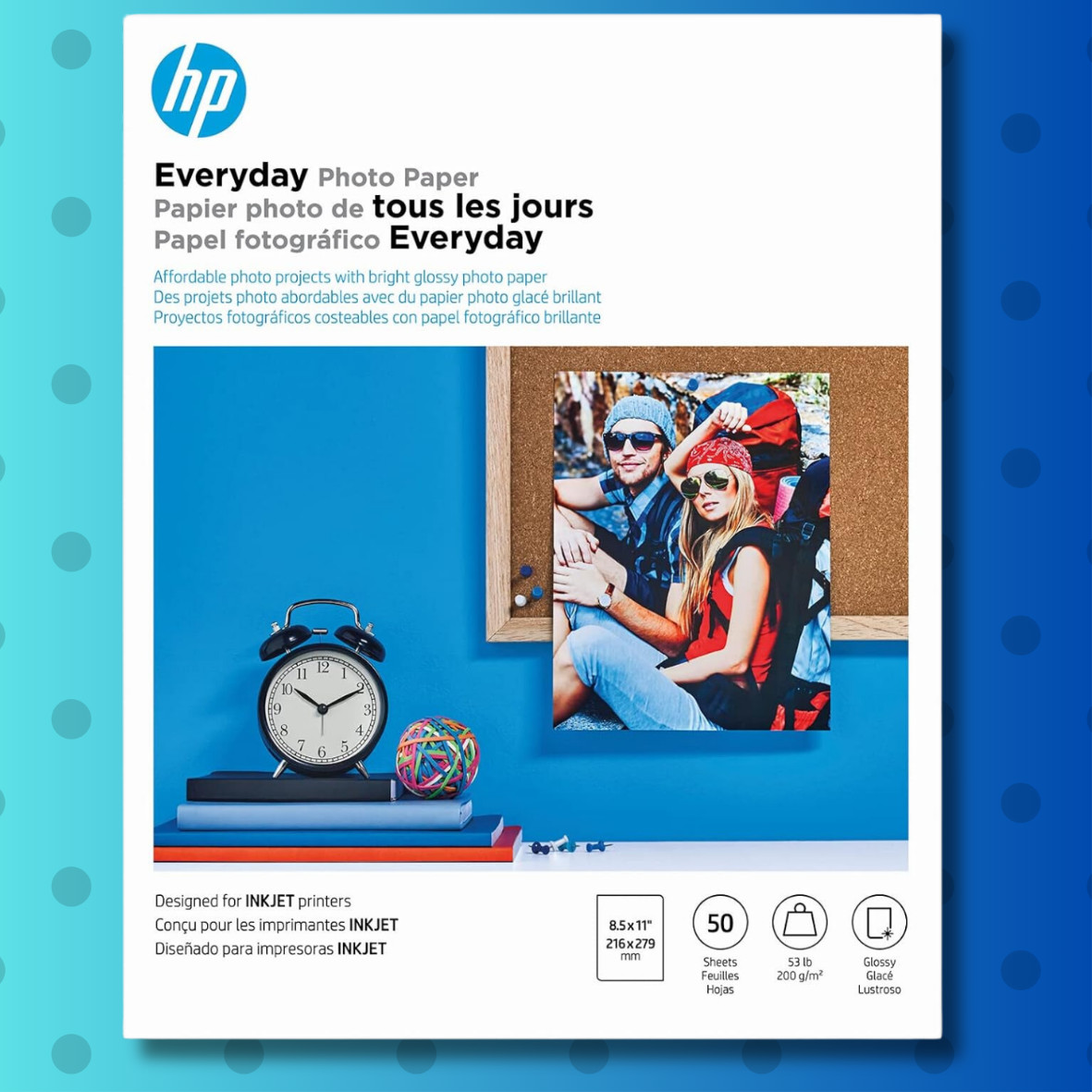 HP Everyday Photo Paper Glossy 8-1/2 x 11 50 Sheets/Pack Q8723A