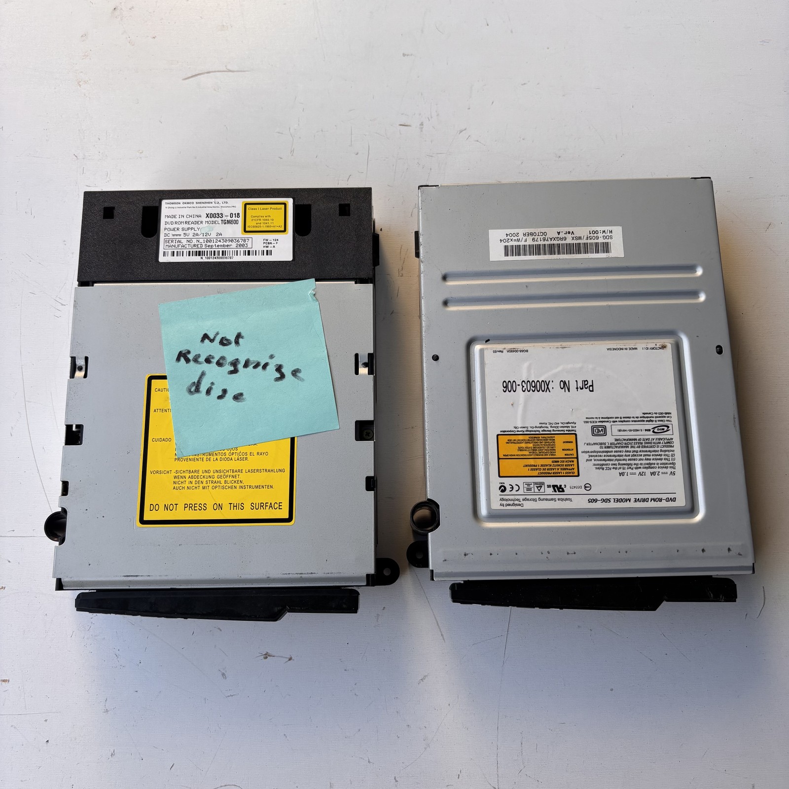 2 Xbox Original DVD Drive Lot Thomson TGM600 & Toshiba Samsung SDG-605 for Parts