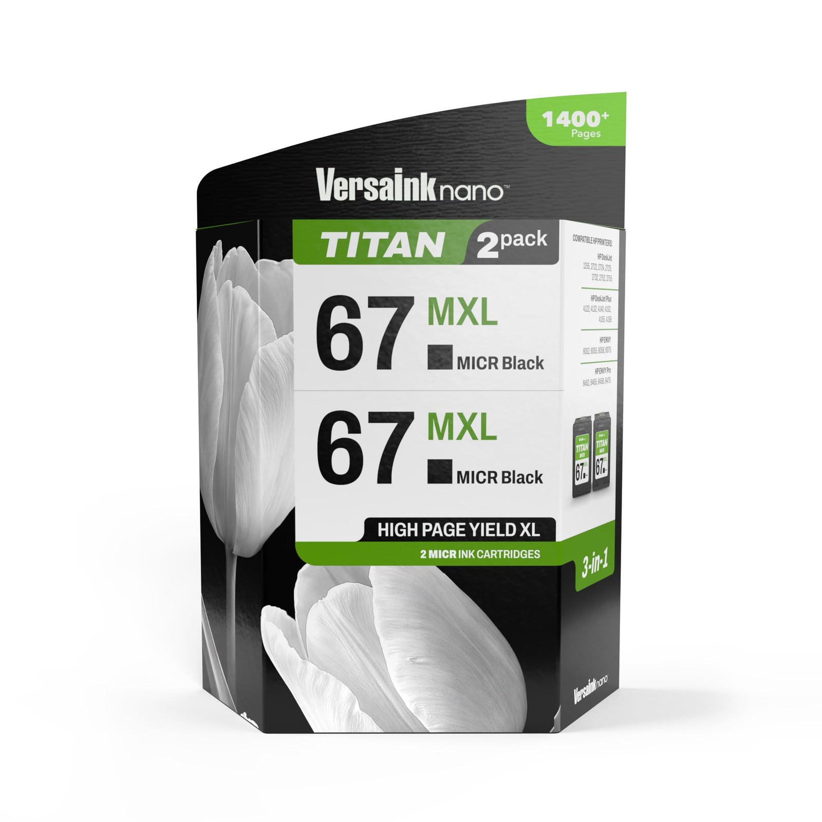 -Nano 67 MXL Titan-Magnetic (MICR 3-in-1) Black Ink Cartridge 2-Pack of 67 an...