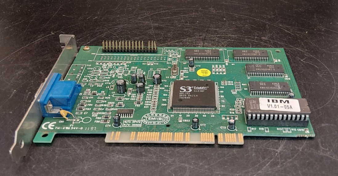 Vintage IBM S3 Trio64V+ VGA graphics card 75H9213