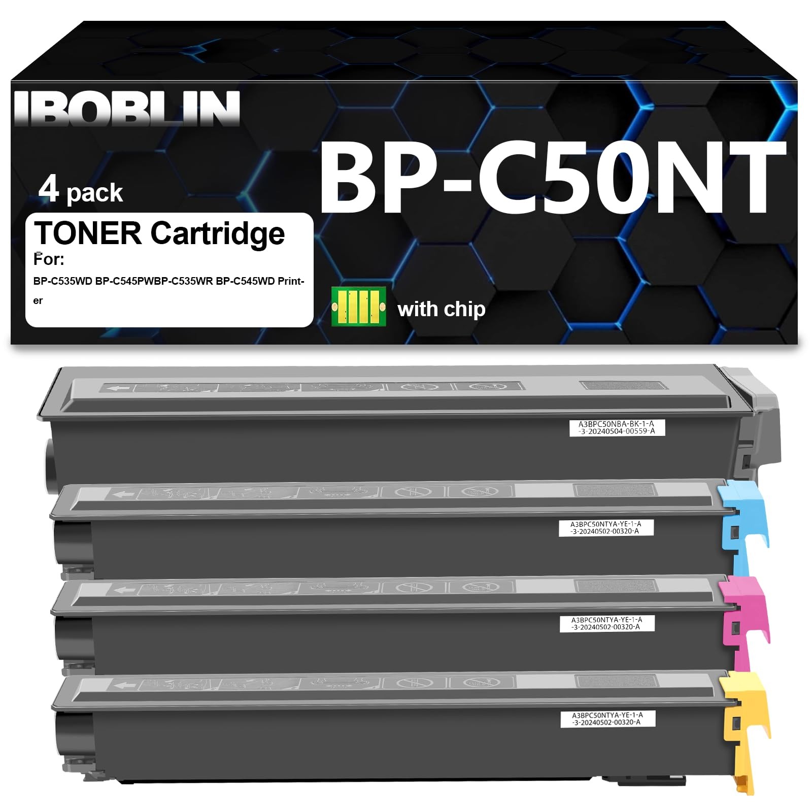 IBOBLIN BP-C50NT Toner Cartridges High Yield -24,000 Page CMBY, BP-C50NT-4pk