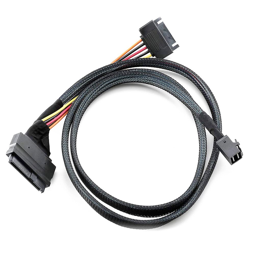SFF-8639 68P Straight + PWR to SFF-8643 36P Mini SAS U.2 Cable For 2.5 NVMe SSD