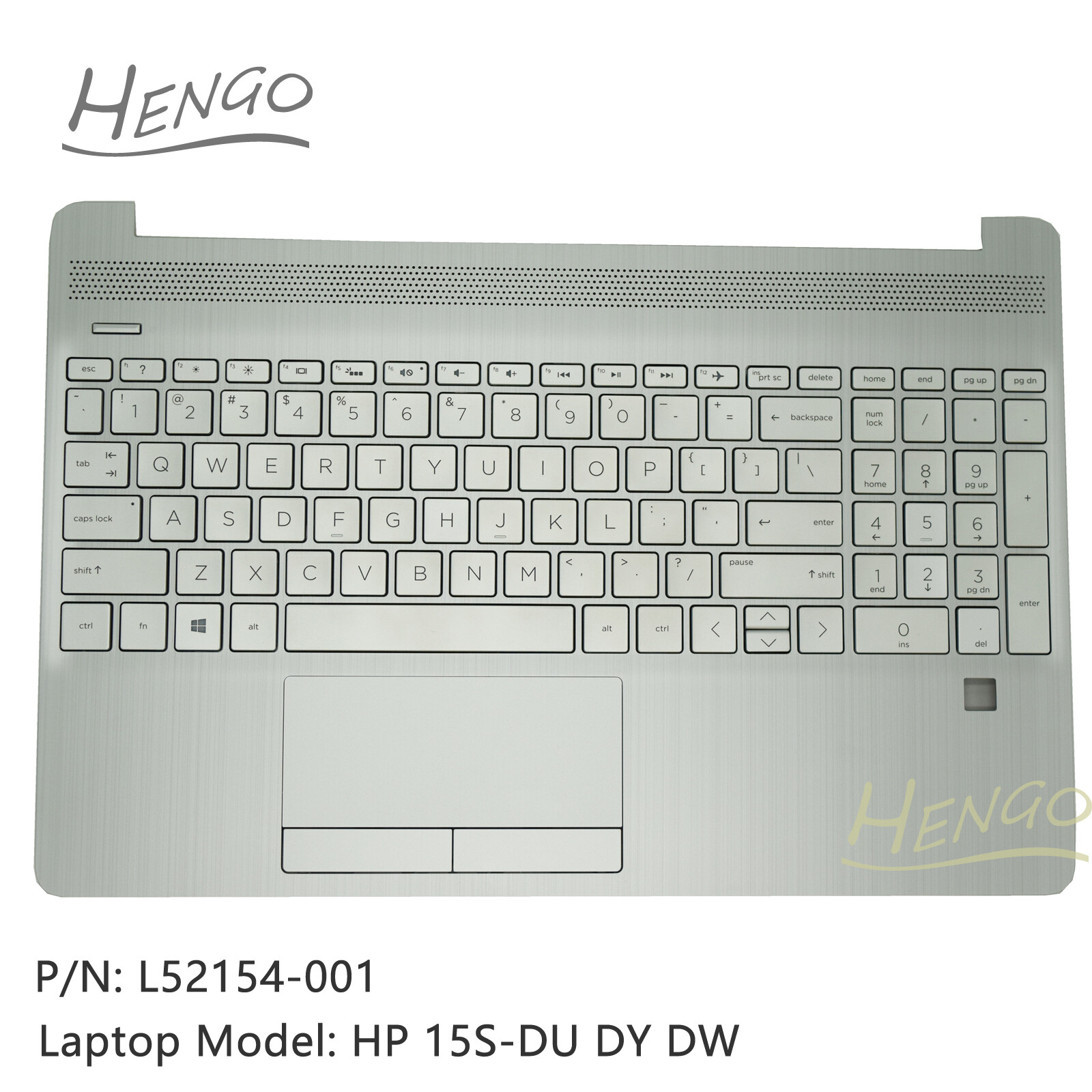 New L52154-001 HP 15S-DU DY DW Palmrest Upper Case w/ Keyboard Touchpad Silver