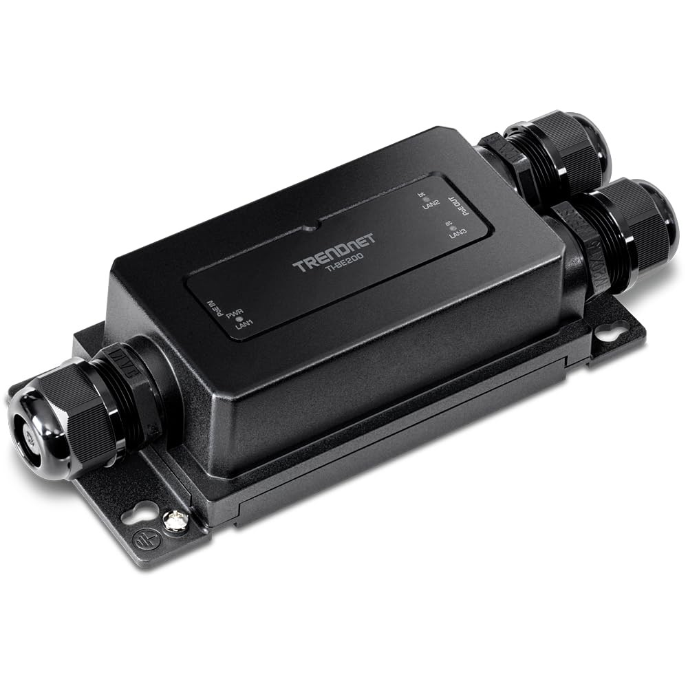 TRENDnet 2-Port Industrial Outdoor Gigabit PoE++ Extender, Hardened Black