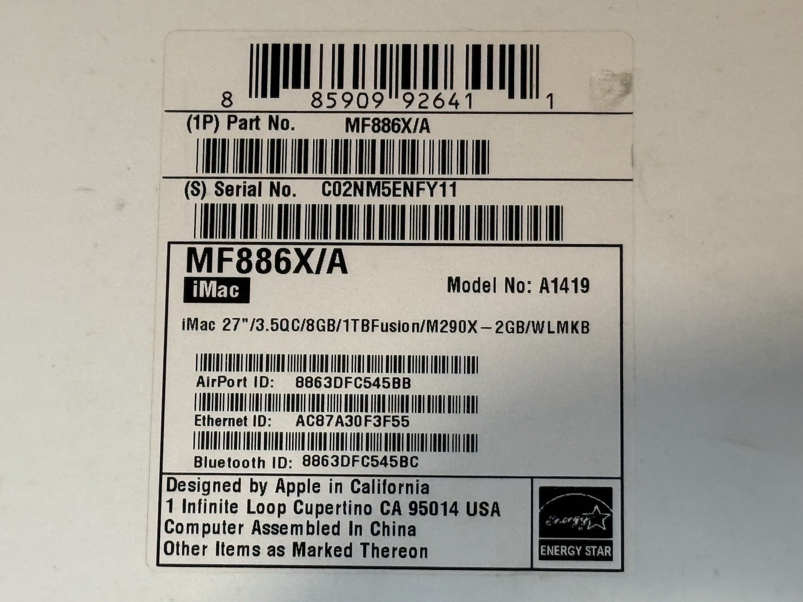 New Sealed Apple iMac 27 inch 5K RETINA Desktop i5 - 1TB SSD Fusion  - 16GB RAM