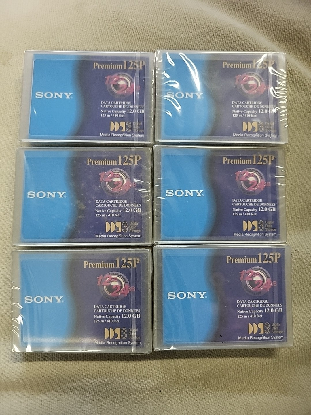6x NEW SONY DGD125P Premium 125P, 12GB, 125M, 410FT Data Cartridge,FREE SHIP