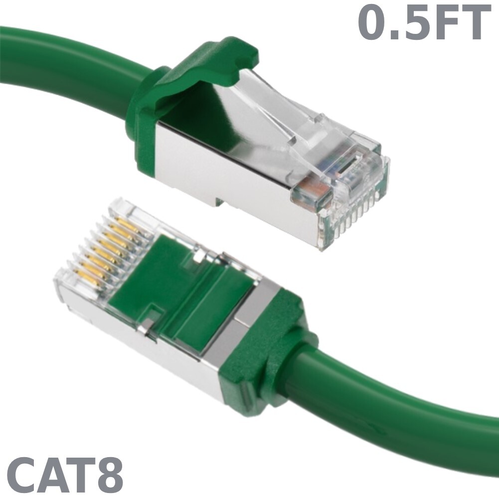 0.5 1 2 3 5 7 10FT Ethernet Cat8 RJ45 S/FTP Cable Shielded Cord 28AWG 2GHz Green