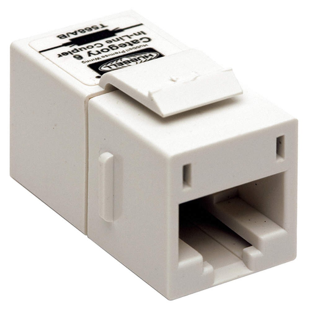 HUBBELL PREMISE WIRING SFC6W Inline Coupler,8,Cat6,White 22LV22