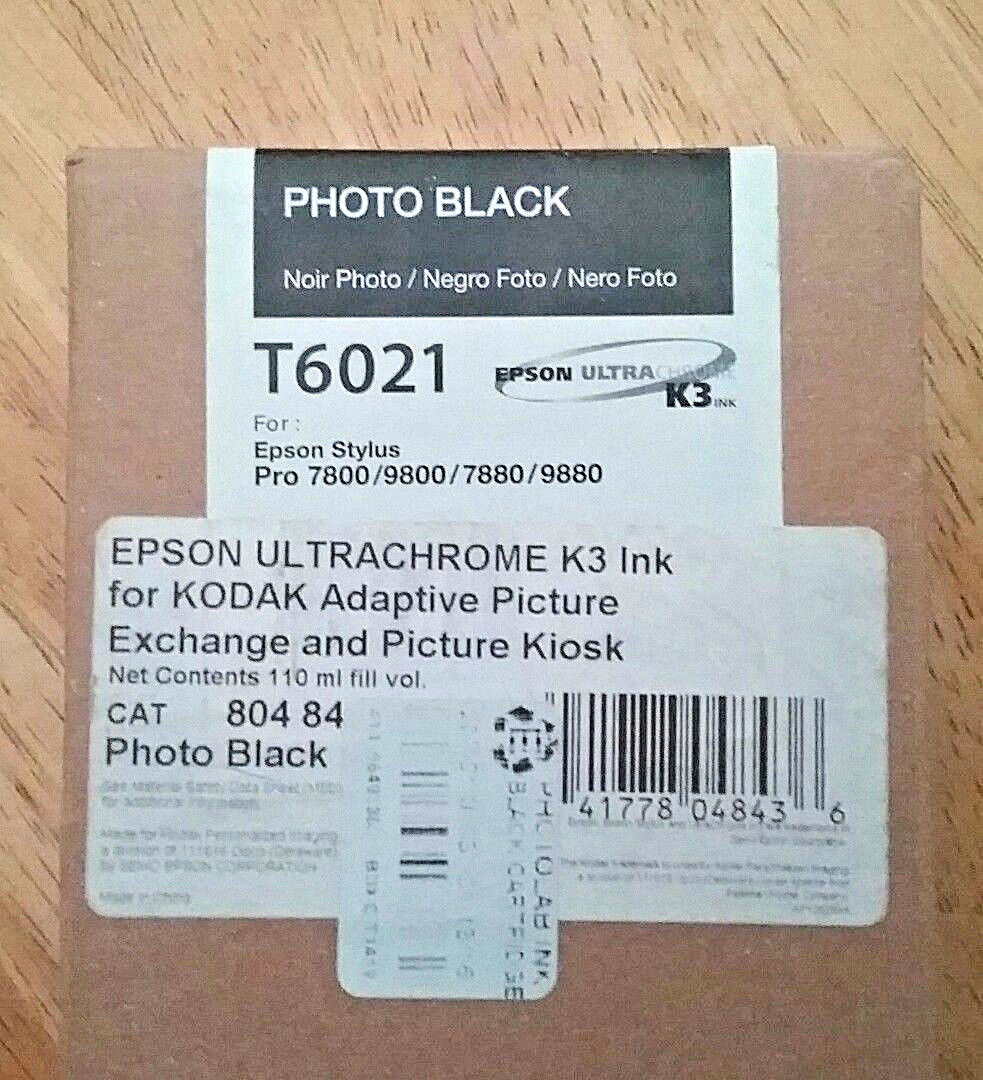 04-2021 GENUINE EPSON T6021 PHOTO BLACK 110ml INK STYLUS PRO 7800 9800 7880 9880