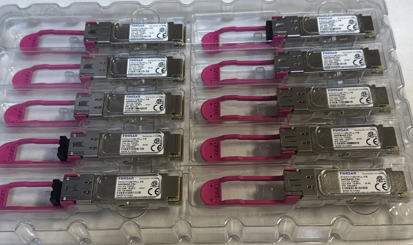 10 X FINISAR FTCC1112E1PLL-FB 200GBASE-FR4 3km SMF Transceiver Modules  A GRADE