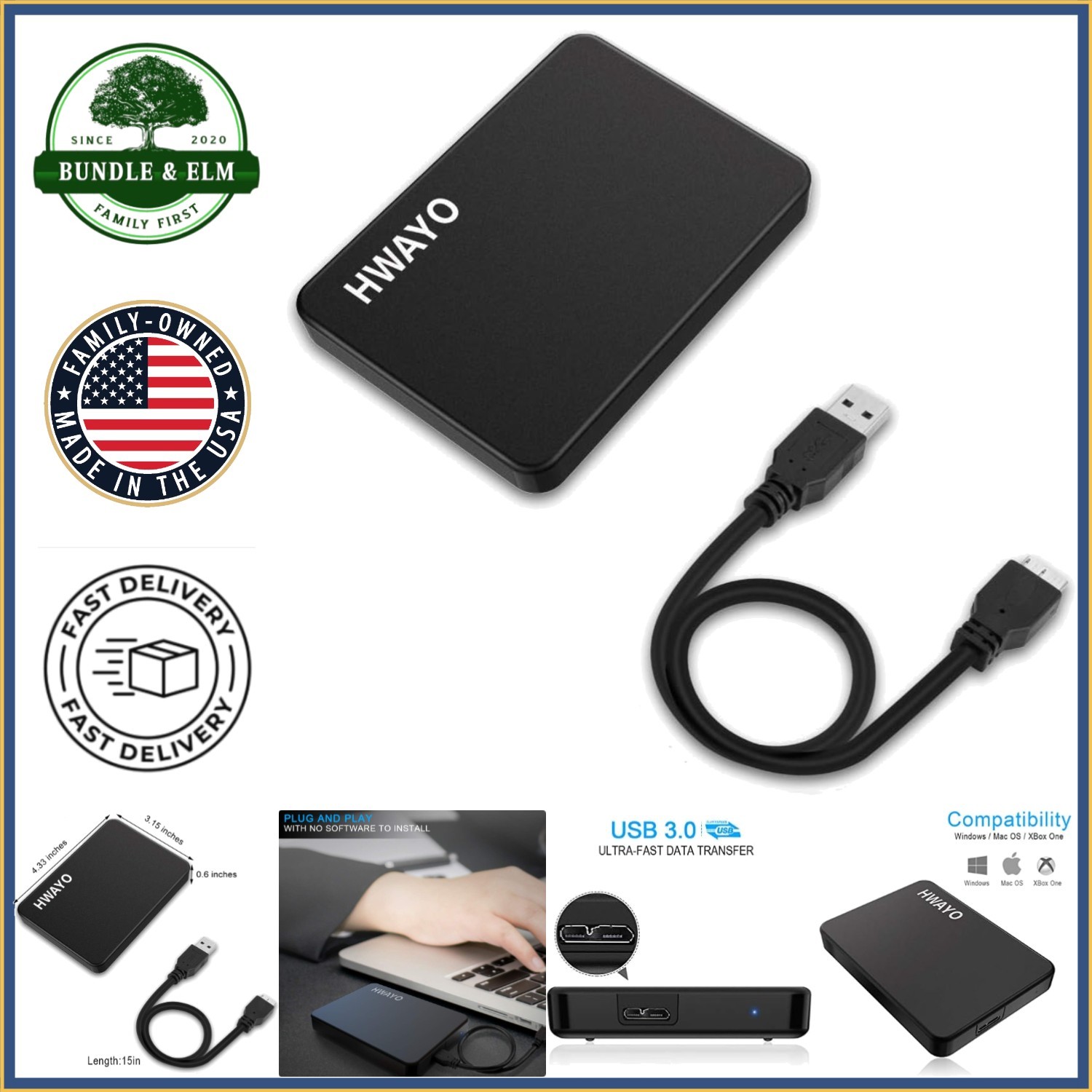 250GB Portable External Hard Drive, Ultra Slim USB 3.0 Storage for PC & Laptop
