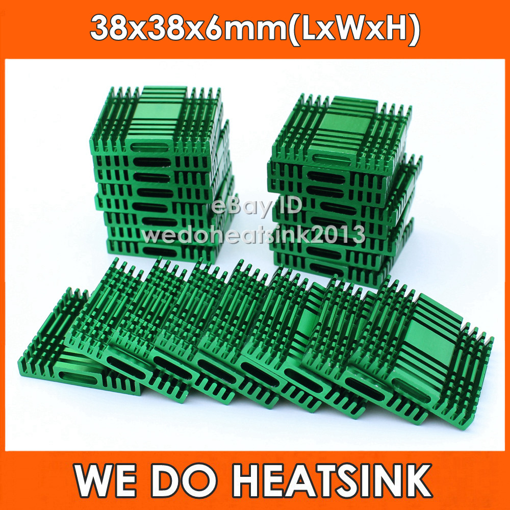 WE DO HEATSINK 5pcs DIY 38x38x6mm Cooling Radiator Green Aluminum Heatsink