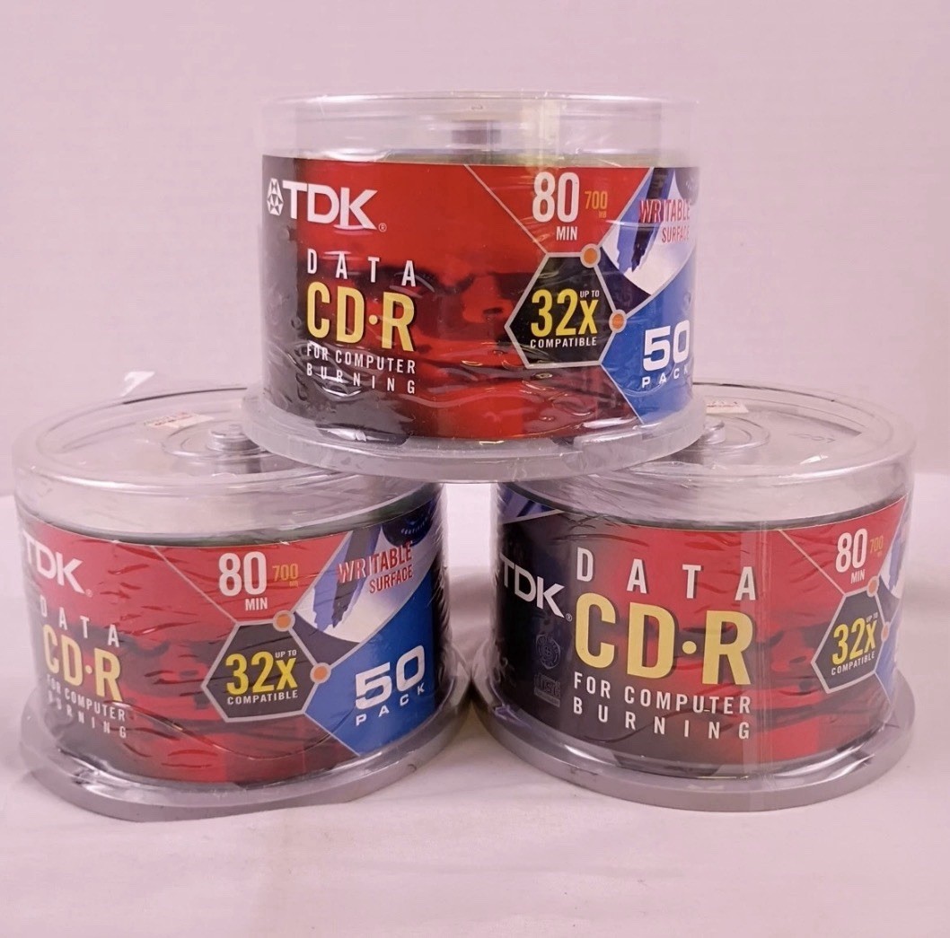 TDK CD-R 32x 700MB 80 Min Blank Recordable Discs Three 50 Packs New and Sealed