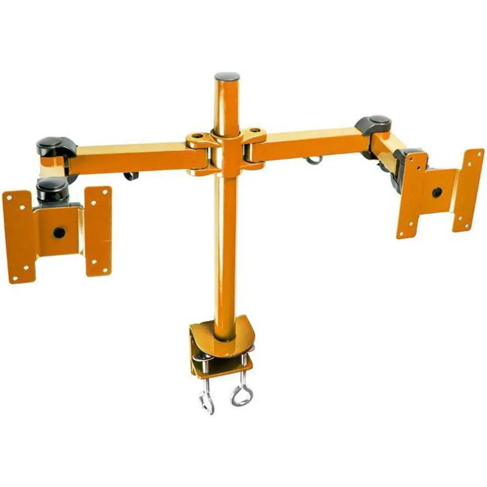 Monmount Dual Monitor Desk Mount, Clamp, Up To 2x 24” LCDs, Adjustable, Orange