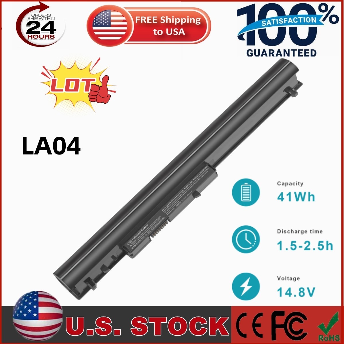 LOT LA03 LA04 Battery For HP Pavillion 14 15 728460-001 752237-001 776622-001