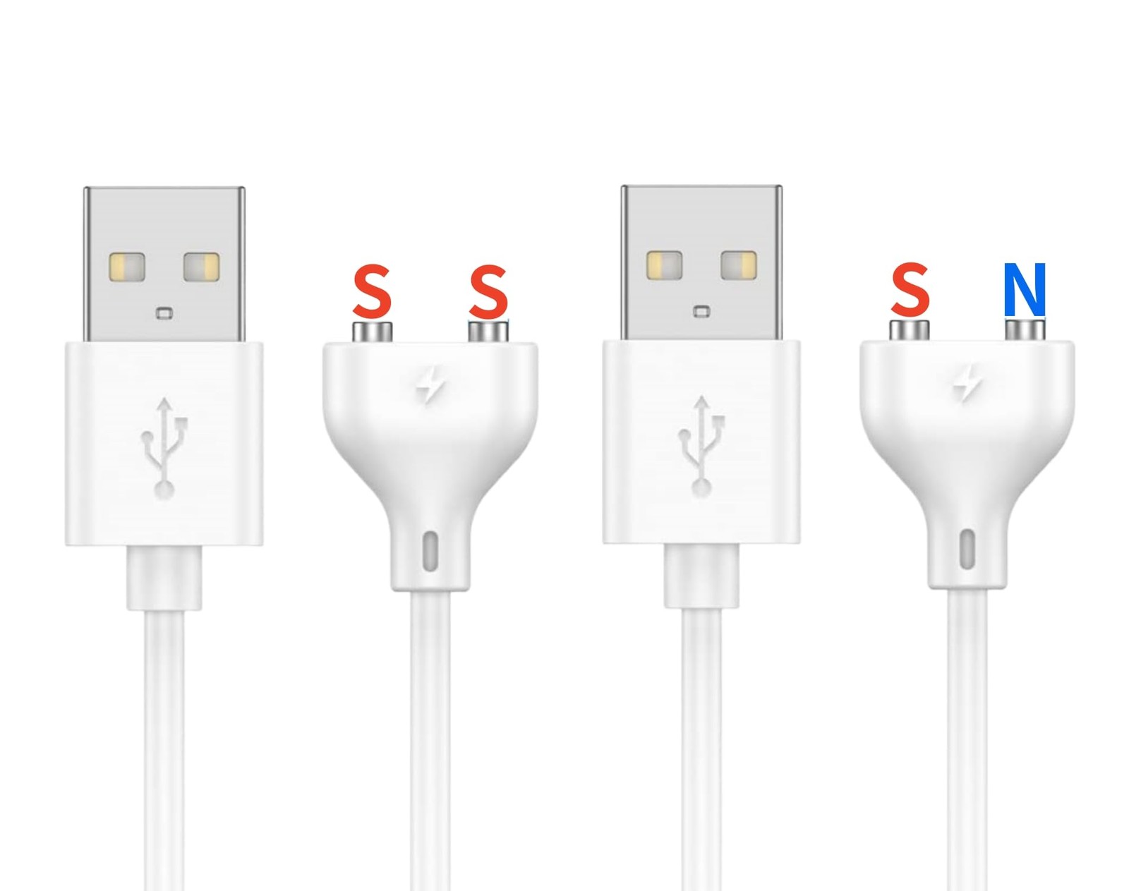 Kwevos Magnetic USB DC Charger Cable,2 Pack(1 Single 1+1 10mm/0.39Inch 