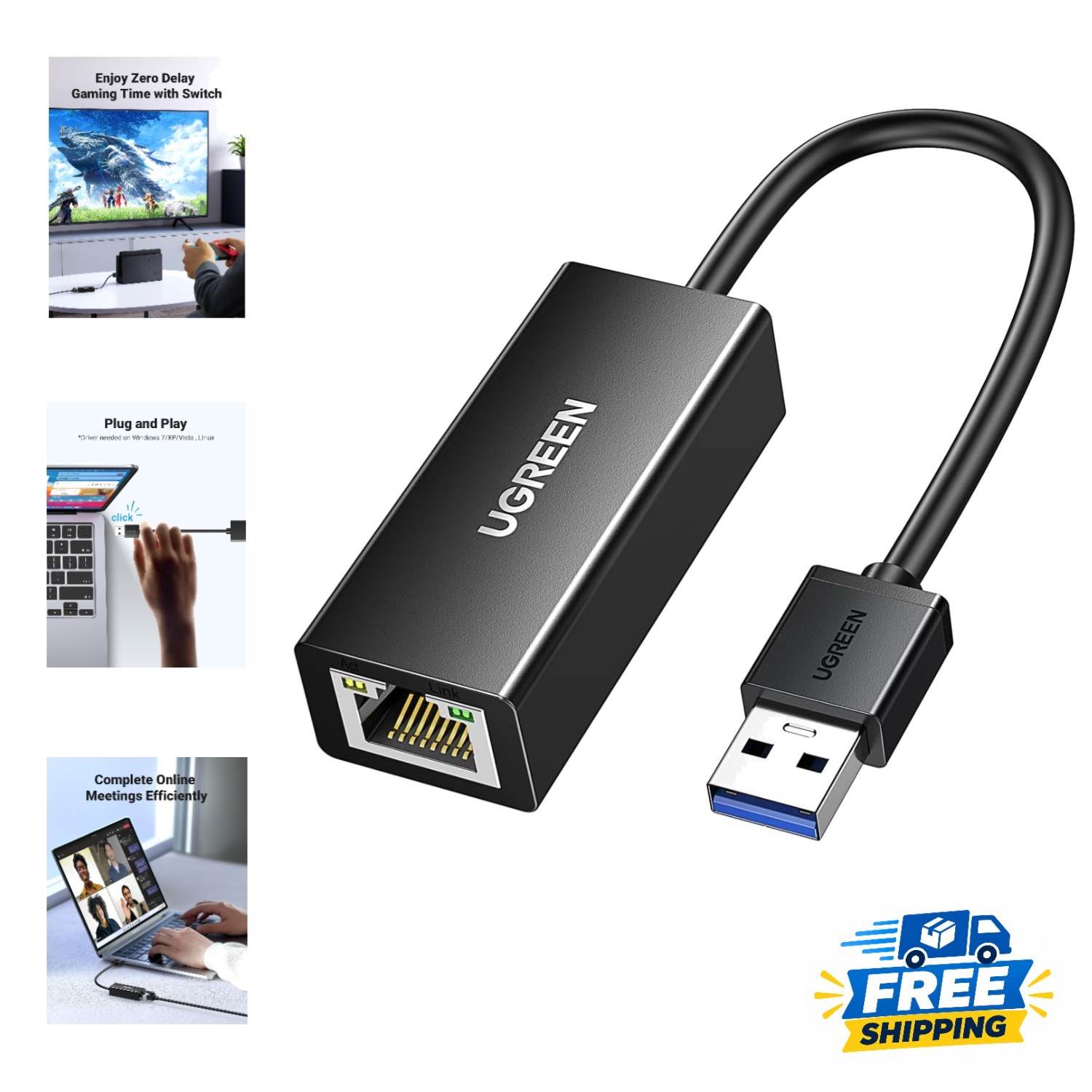 Gigabit USB to Ethernet Adapter - Seamless Connectivity for Gaming and Streaming