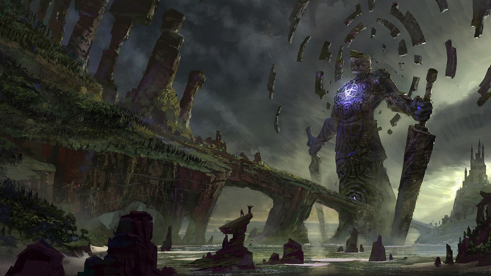 Landscape colossus fantasy art video games shadow of the Custom Gaming Mat Desk
