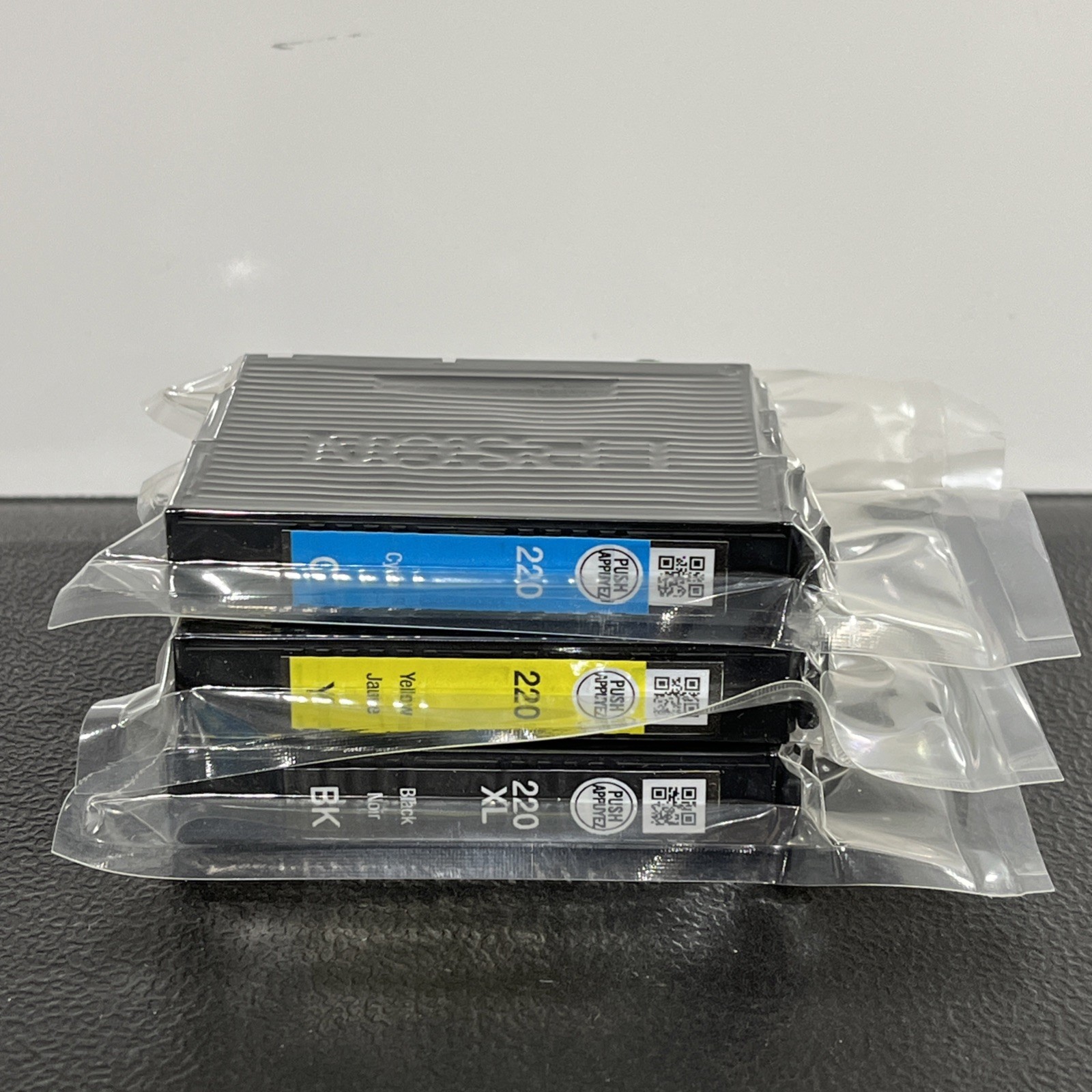 3pk Genuine Epson 220XL Black & 220 Color Ink
