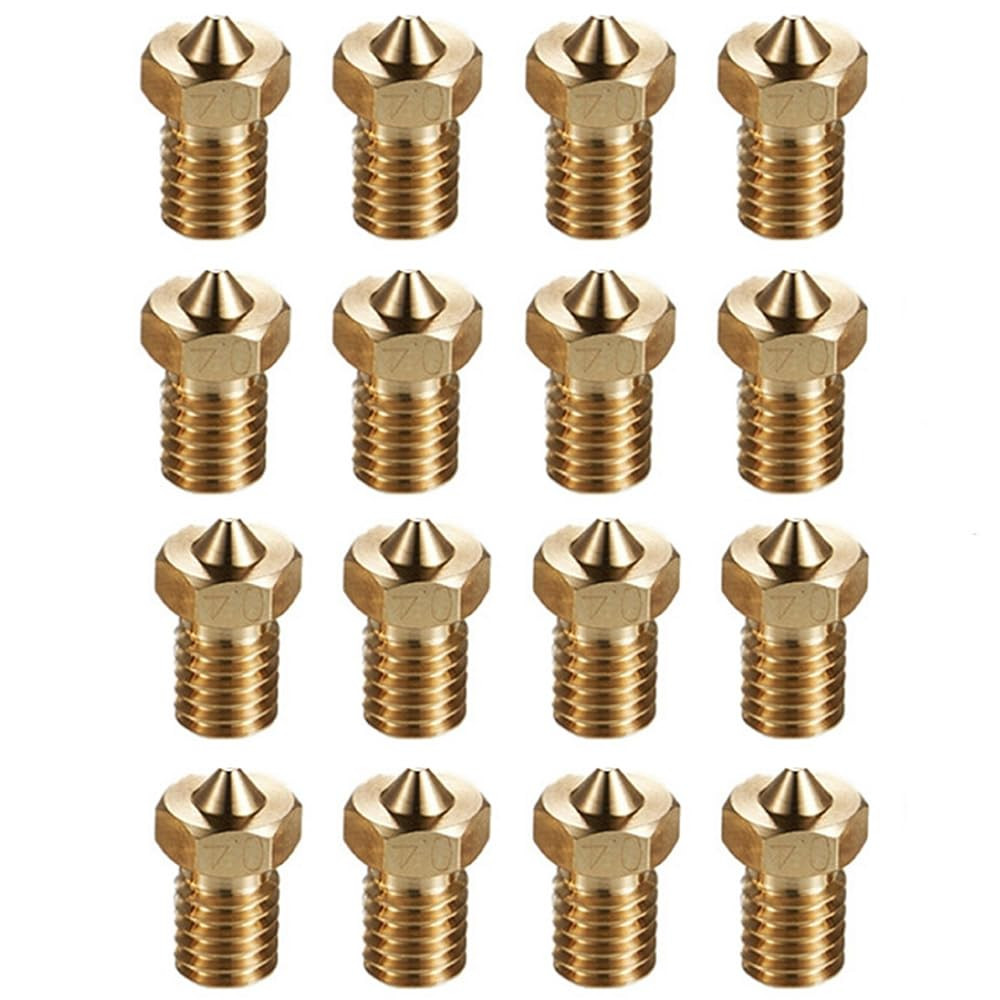 16 Pcs 0.4mm Brass Nozzles for E3D V5/V6 & ANYCUBIC I3 Mega 3D Printers