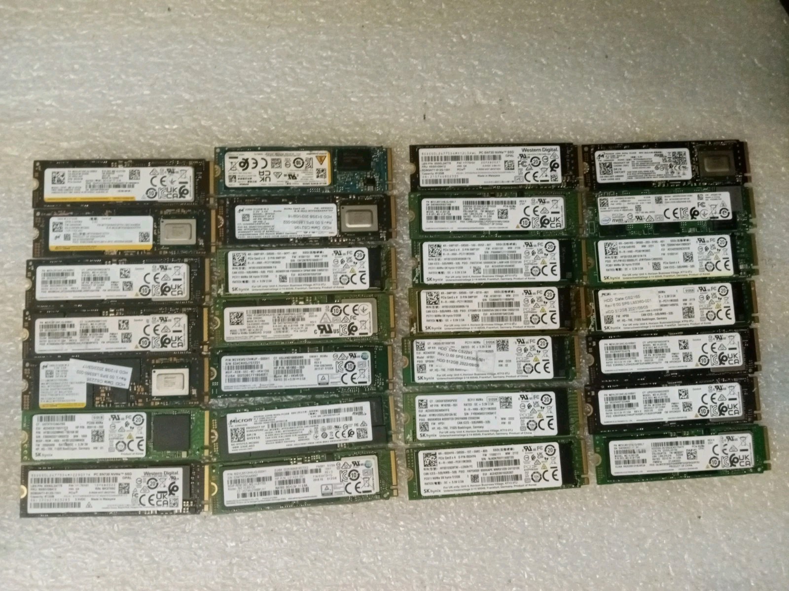 Lot Of 4 Intel/SK hynix/Toshiba/KIOXIA Mixed Lot M.2 2280 NVMe PCIe SSD 512  