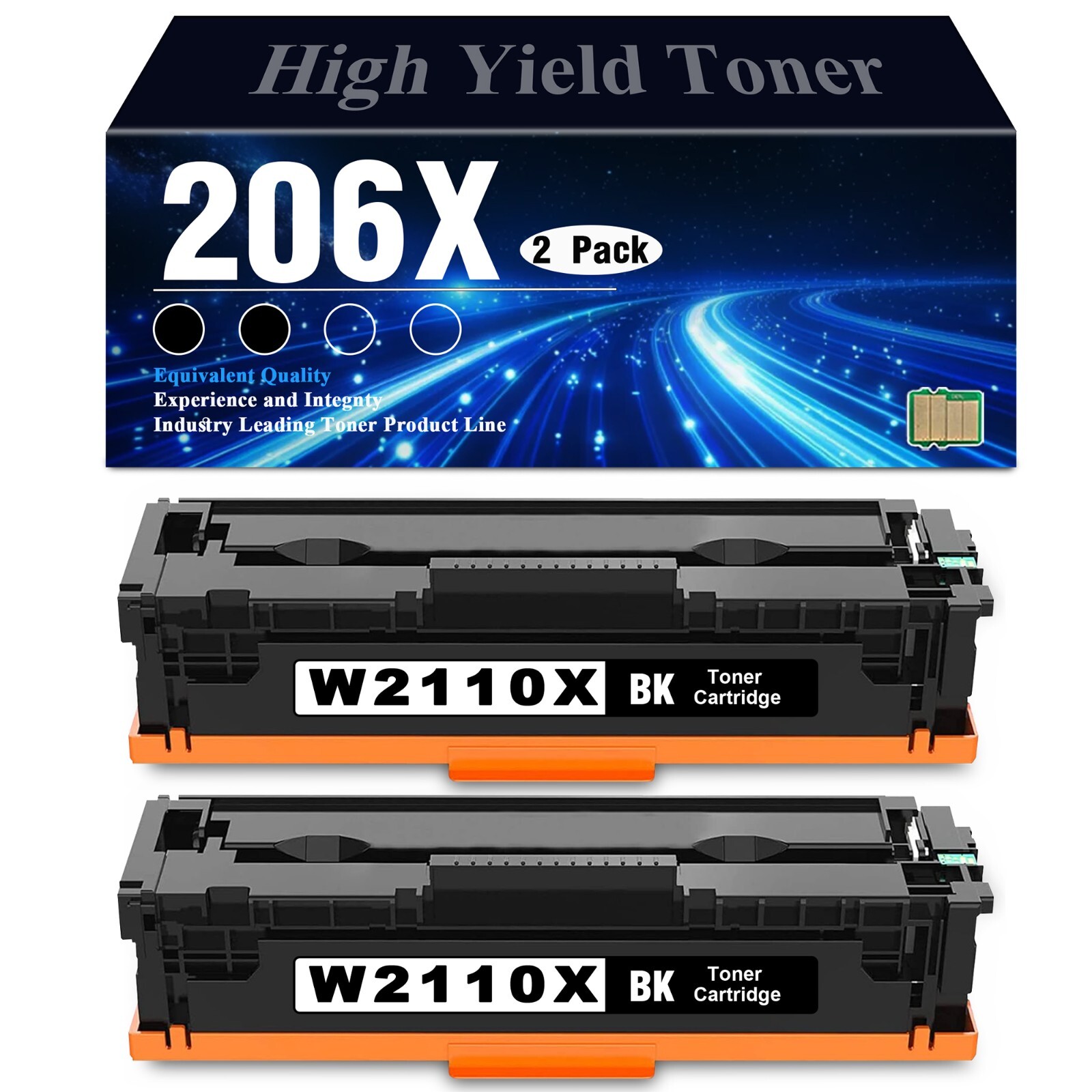 2PK 206X Black Toner Compatible HP 206X/206A with Chip 3,900 Pages | M283/M255