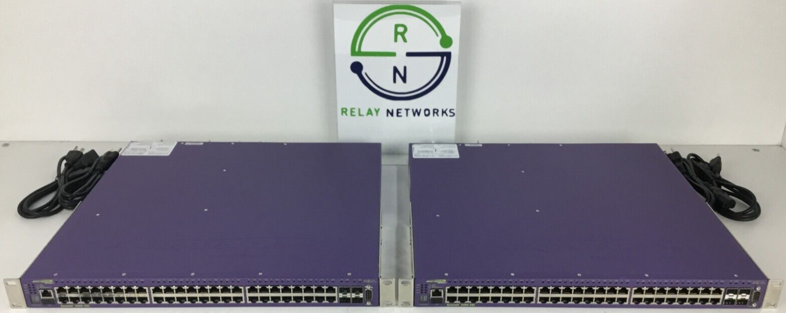LOT OF 2 Extreme Networks 16402 X460-48T 2x 10930A PWR 1x 16117 XGM3-2sf Edge