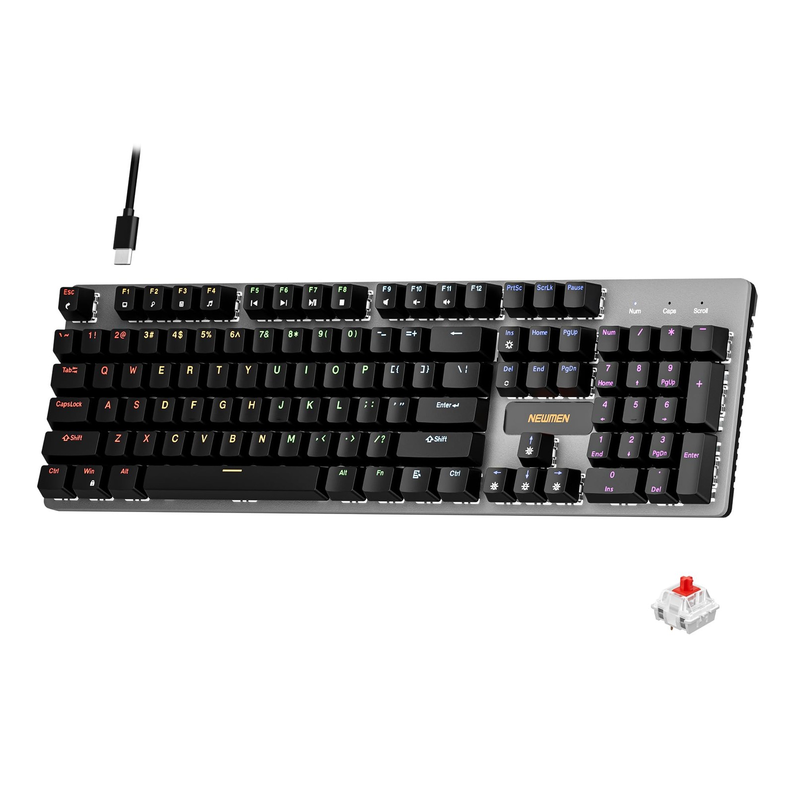 GM325Pro Mechanical Keyboard,Gaming Keyboard 104 Keys Red Switches
