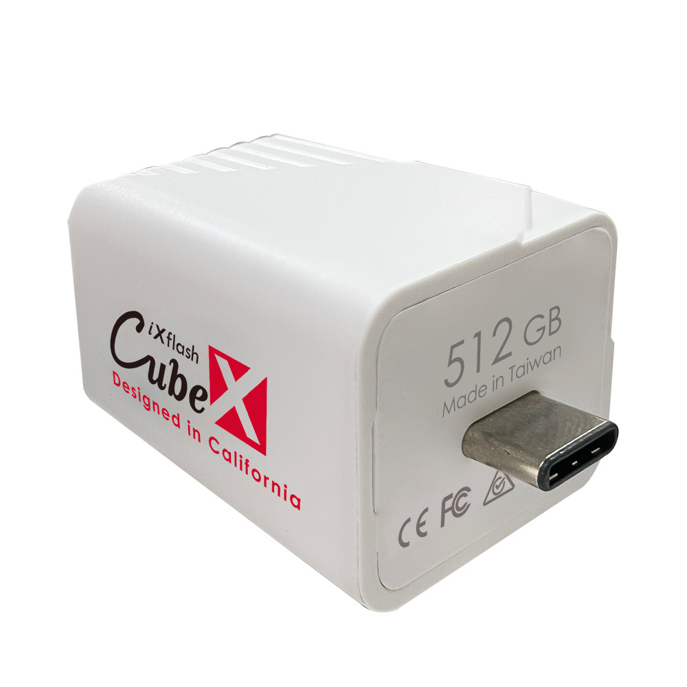iXflash Cube 512GB iPhone iPad Auto Backup Photo Storage Memory Drive MFi USB-C