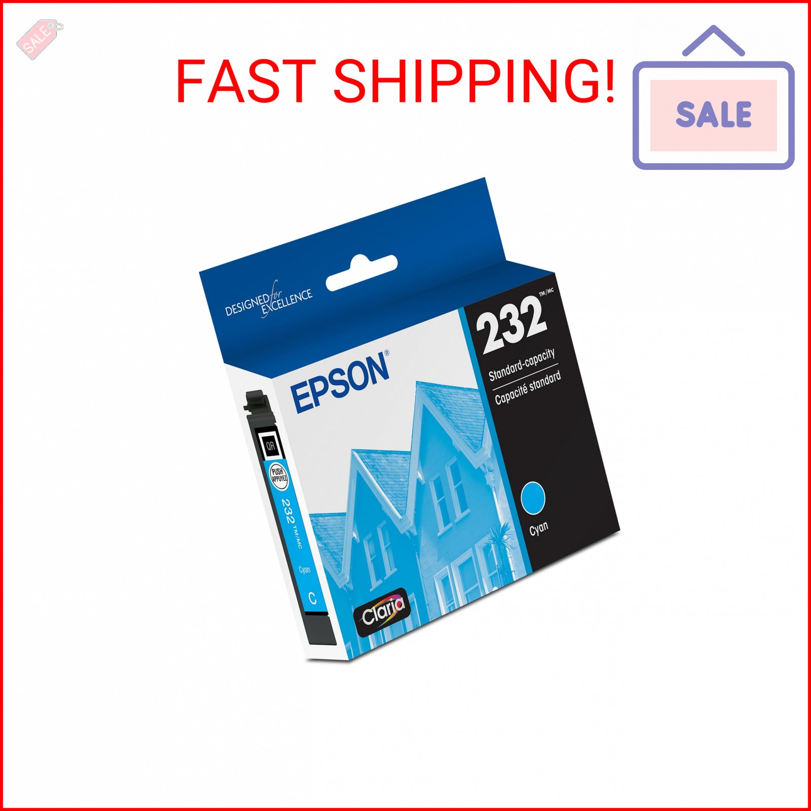 Epson 232 Claria Ink Standard Capacity Cyan Cartridge (T232220-S) Works with Wor