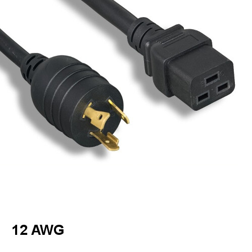 10PCS 10' Black High Voltage Power Cord NEMA L5-20P/IEC60320 C19 12AWG 20A/125V