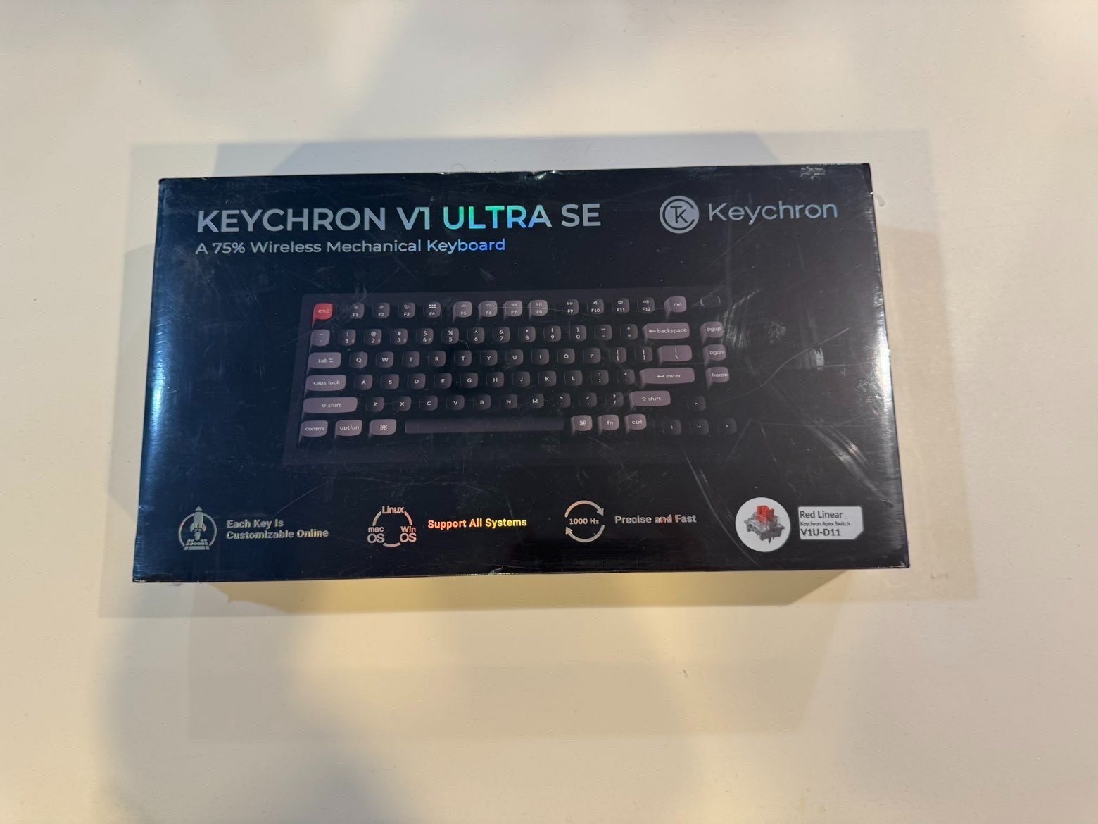 Keychron V1 Ultra SE Wireless Mechanical Keyboard RGB Backlit Black Red Linear