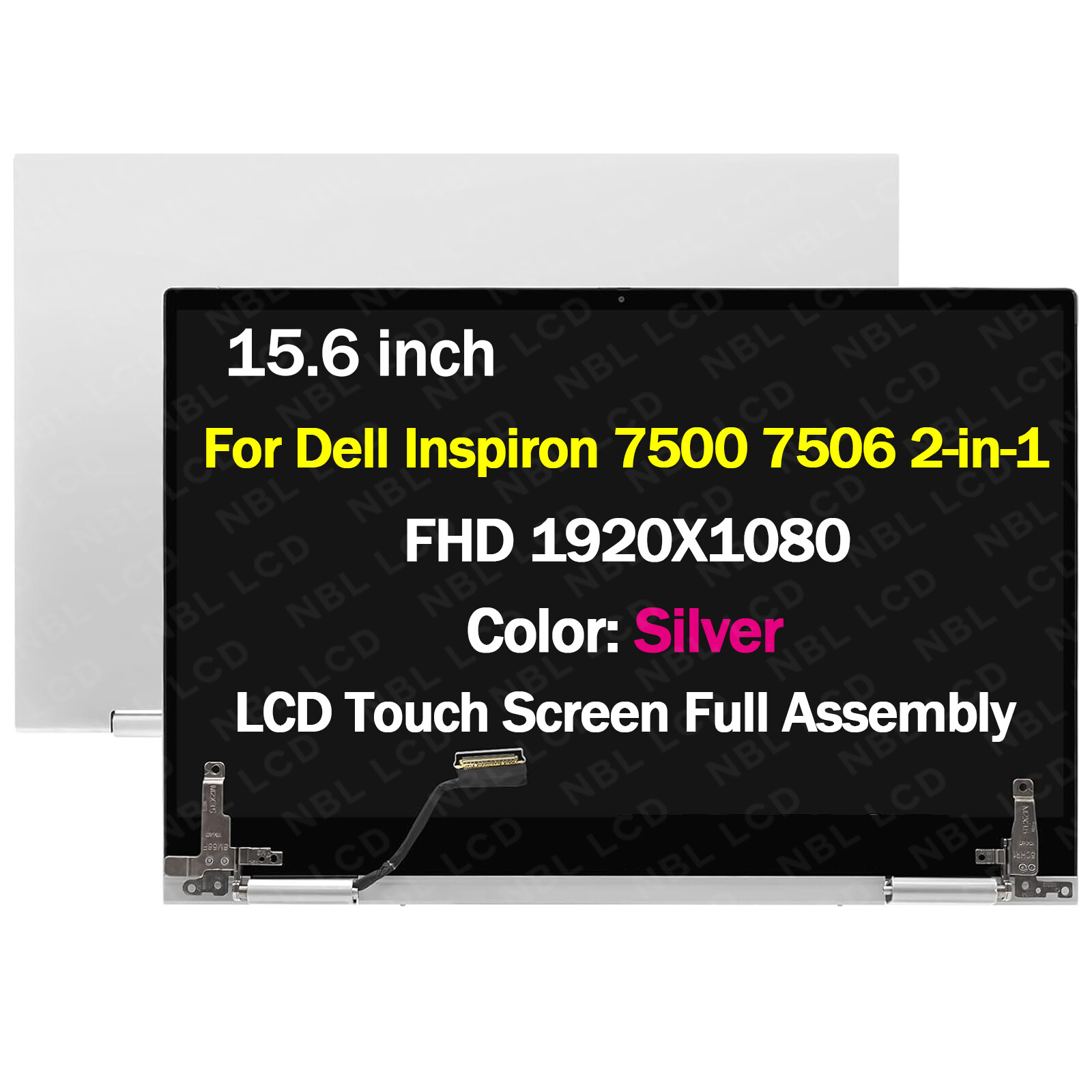 for Dell Inspiron 7506 2-in-1 15.6" FHD LCD Touch Screen Complete Display Silver