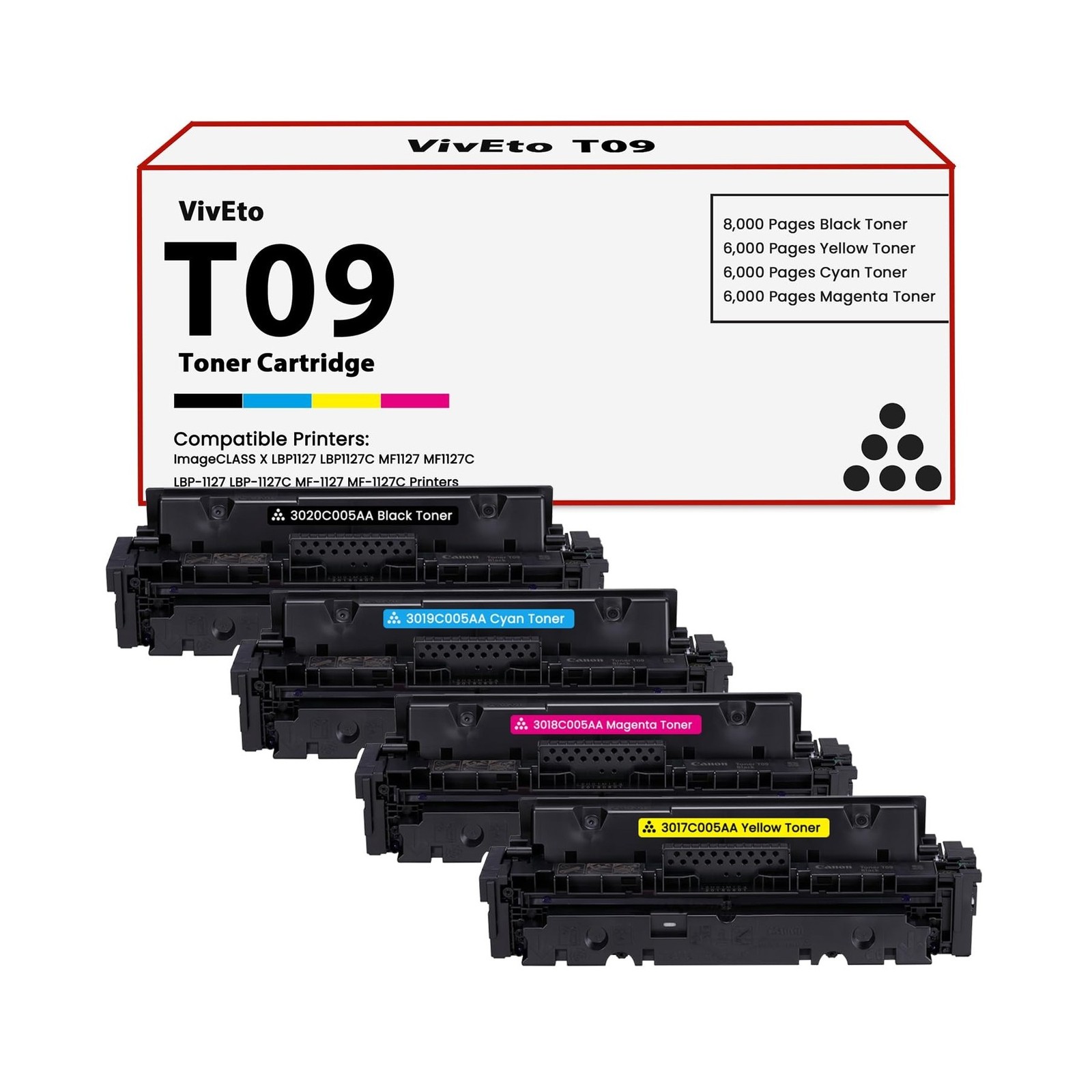 T09 Toner Cartridges Replacement for Canon T09 T09L Toner Sd Black Cyan Magen...