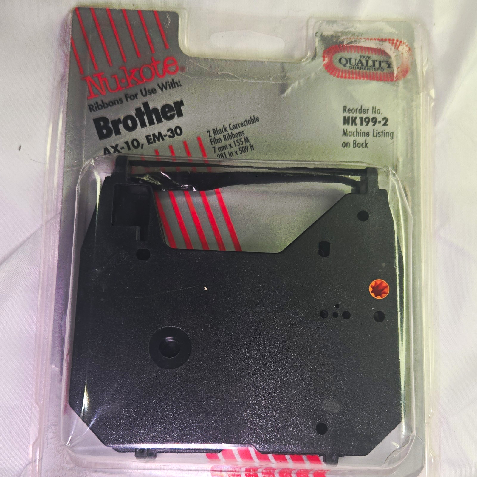 Nu-kote NK199-2 Correctable Film Ribbon Black/Red for Brother AX-10 EM-30