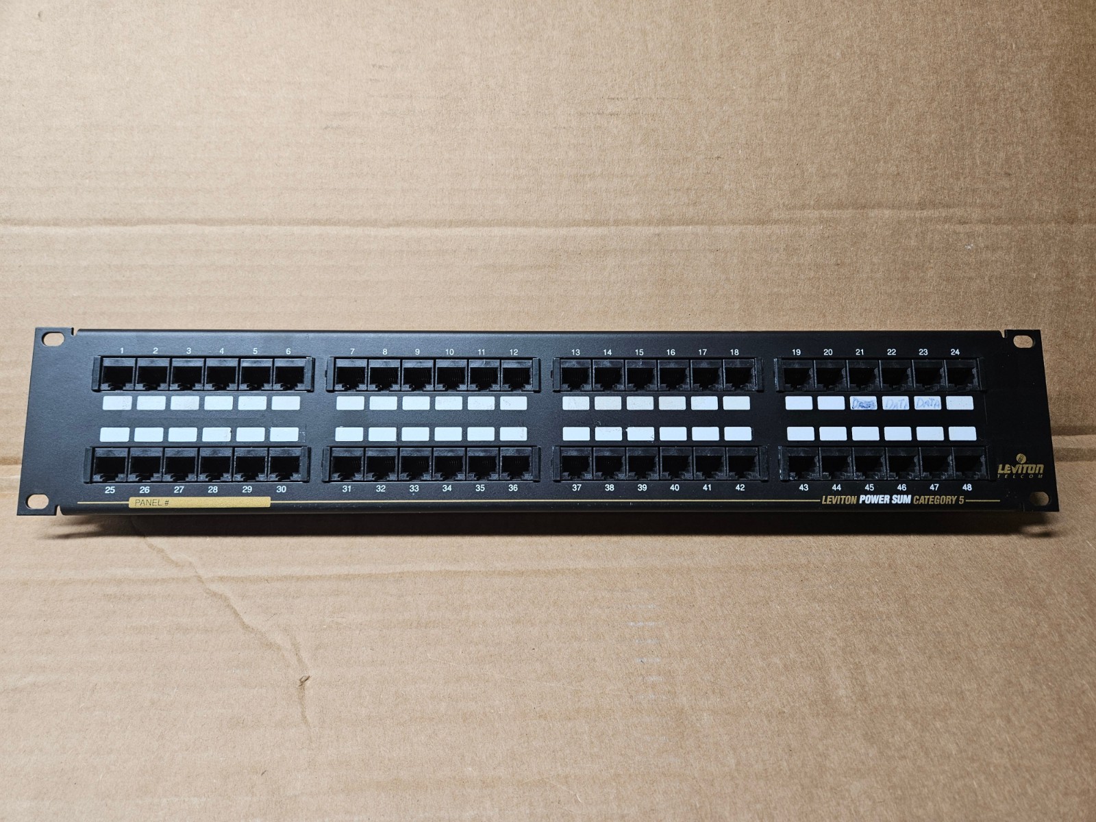 Leviton Cat. No. 59484-B48, CAT 5 Power Sum. 48 Port Data Network Patch Panel