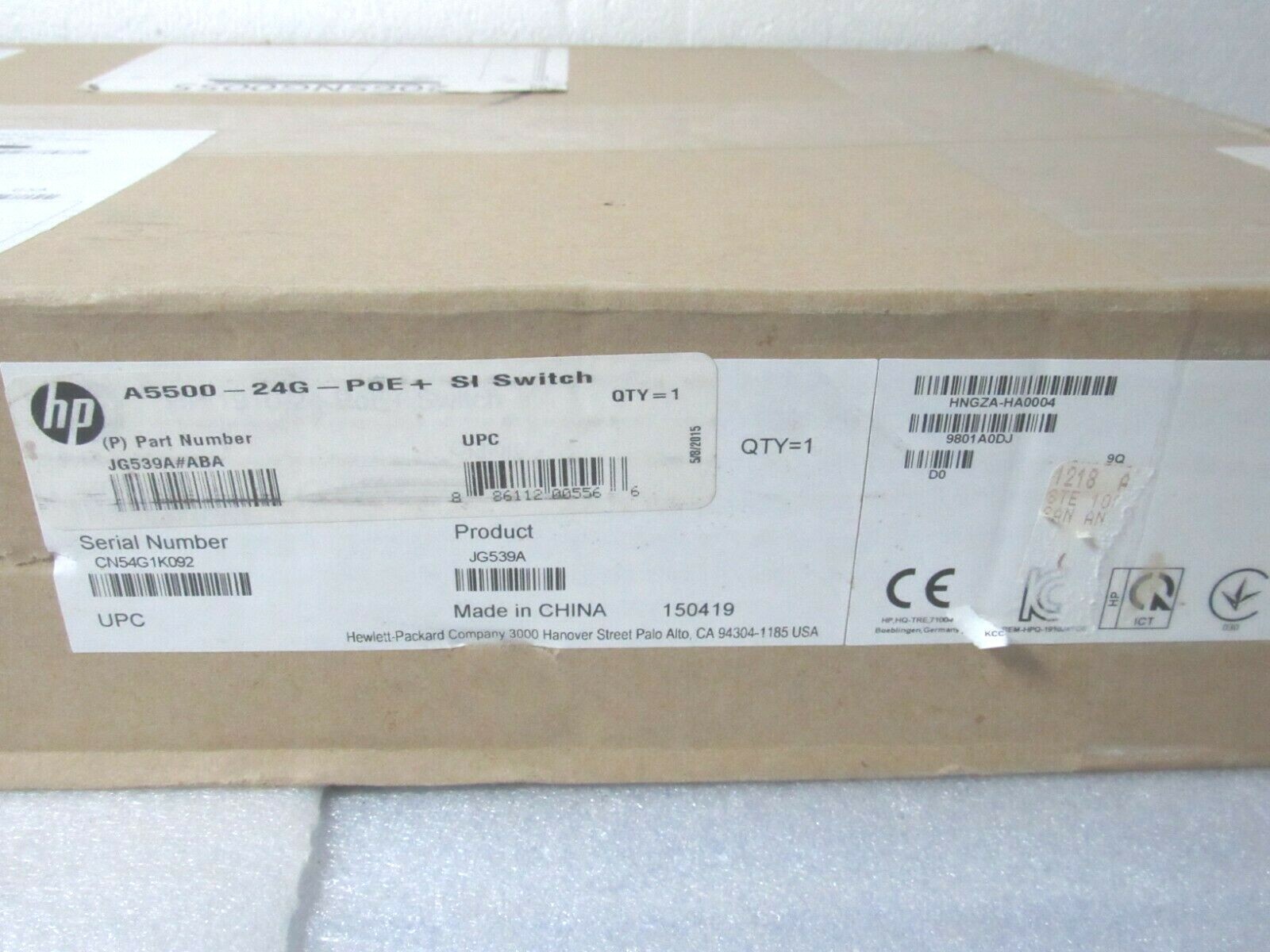 Hewlett Packard 1910 JG539A#ABA HP A5500-24G-POE+24 Port POE+Managed Switch CTSA